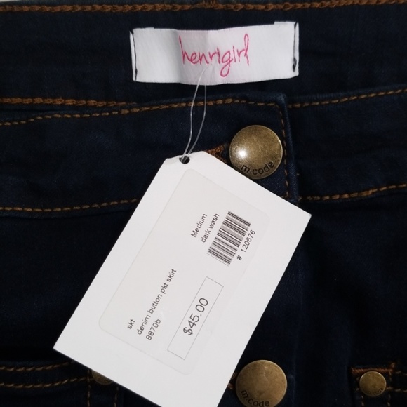 Henrigirl dark blue denim buttoned skirt.  Size M - Picture 3 of 8